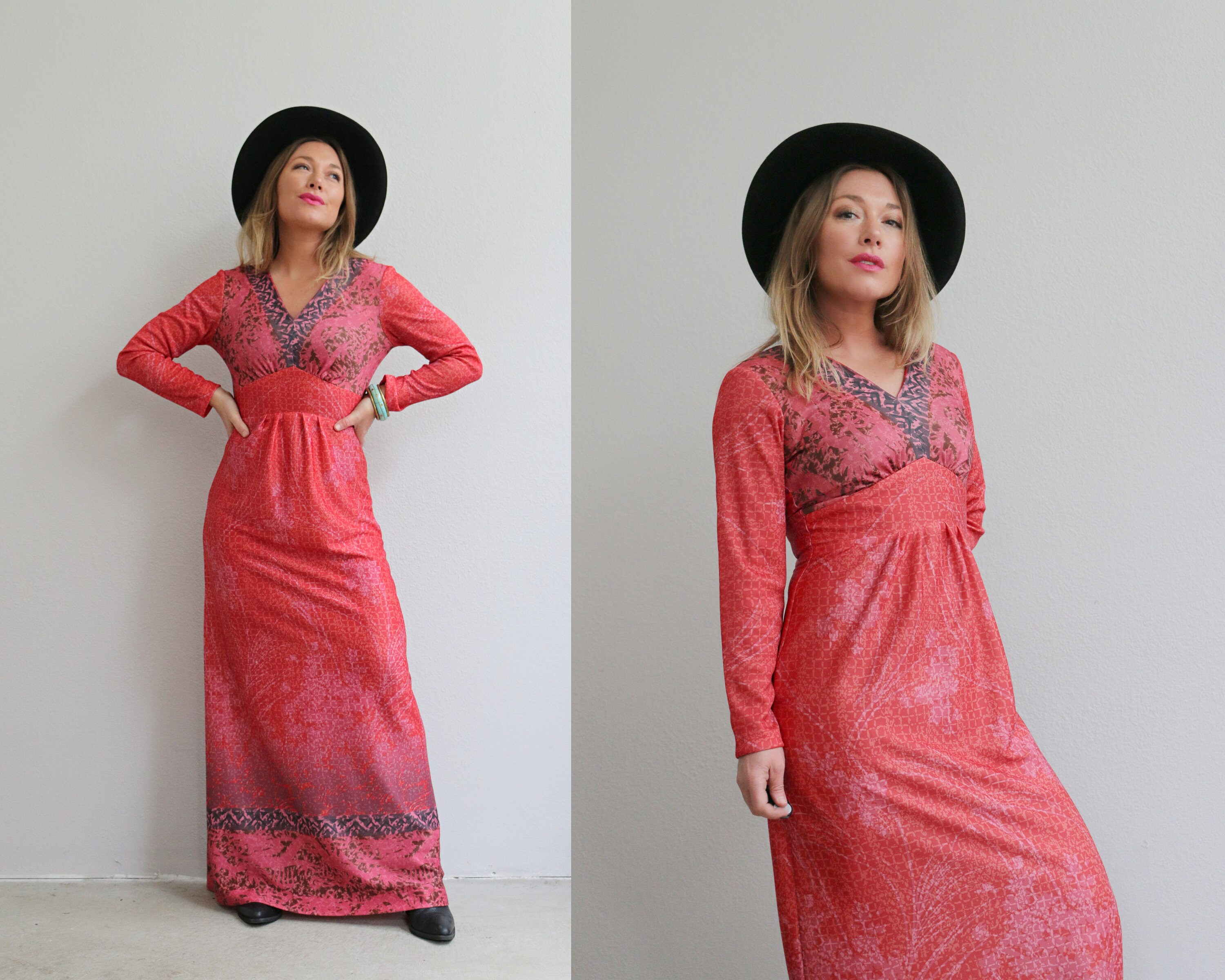 1970's Vibrant Ombre Maxi Dress // Women's Size Extra Small