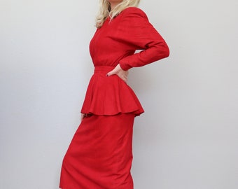 1980's Vakko Suede & Peplum Cocktail Dress // Women's Size Double Extra  Small to Extra Small // 25" Waist // Pencil Skirt // Peplum Skirt - Etsy UK