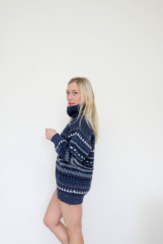 1990s Nordic Knit Turtleneck Sweater // Size Extr… - image 10