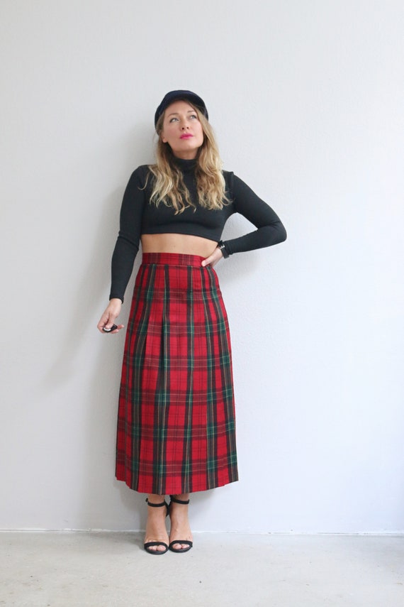 1980 s Allen Lolly English Wool Plaid Skirt Women s Size Extra