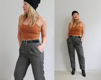 1990's Vintage Briggs Check Tapered Trousers // Women's Size Double Extra Small to Extra Small // 26" Waist // Tailored High Rise Pants