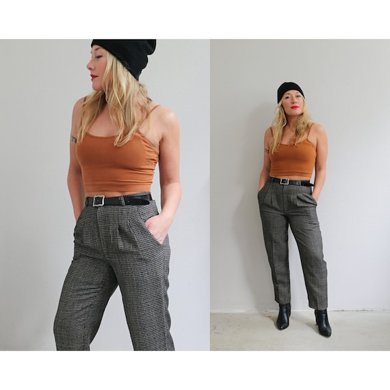 1990's Vintage Briggs Check Tapered Trousers // W… - image 1