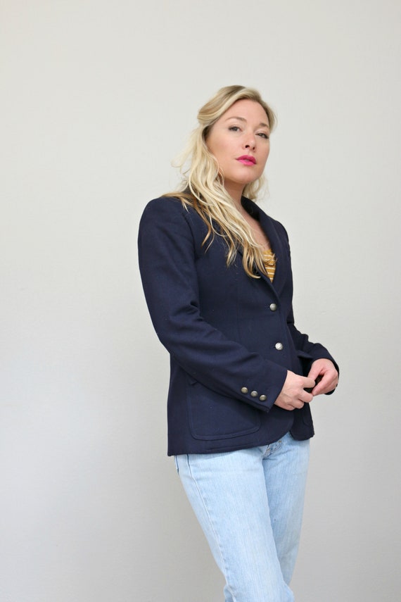 1970's The Villager Navy Wool Blazer // Size Smal… - image 6