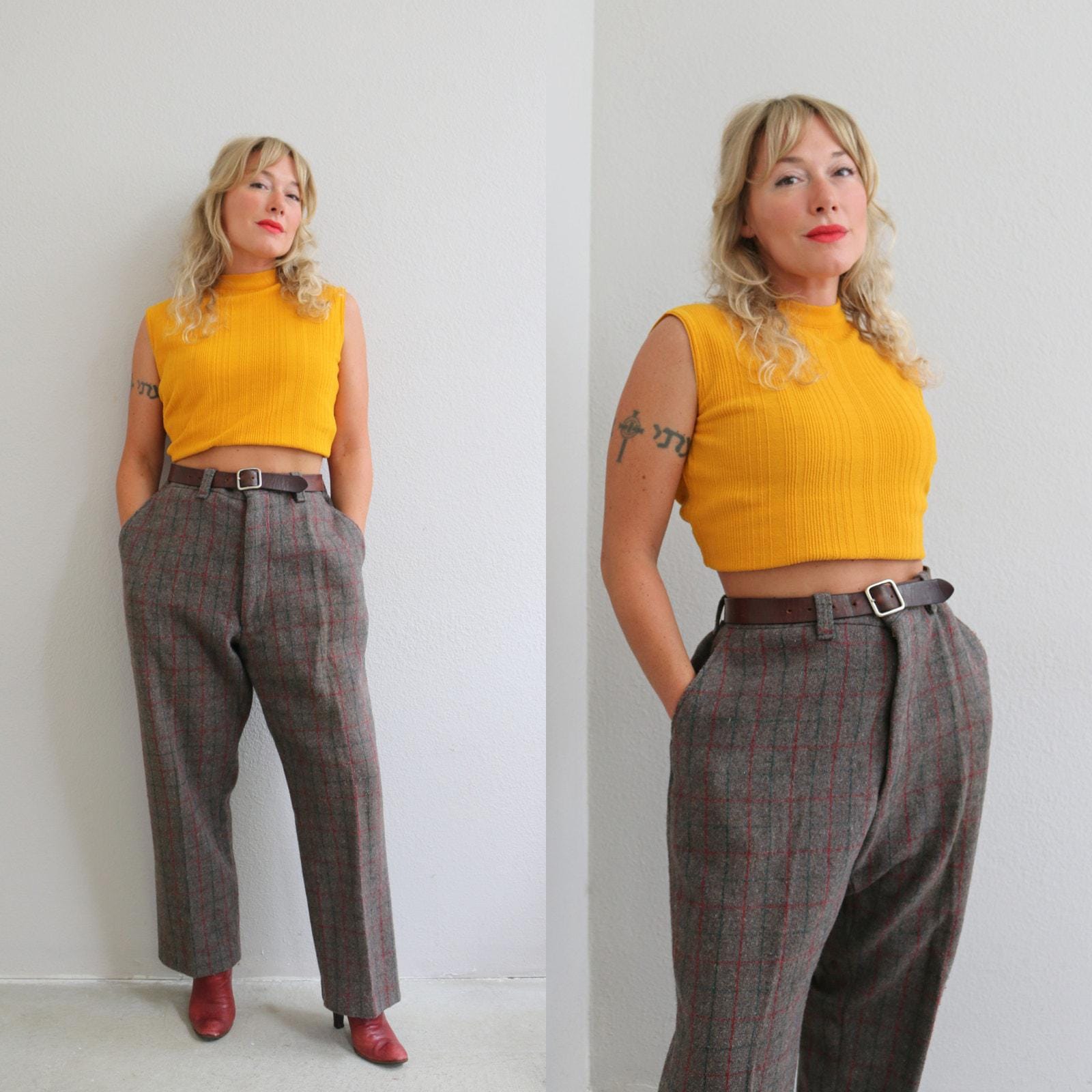【60's】 vintage Stripe design trousers Vintage 60s 70s Mens Pants Disco Hippie Leisure Flare Leg