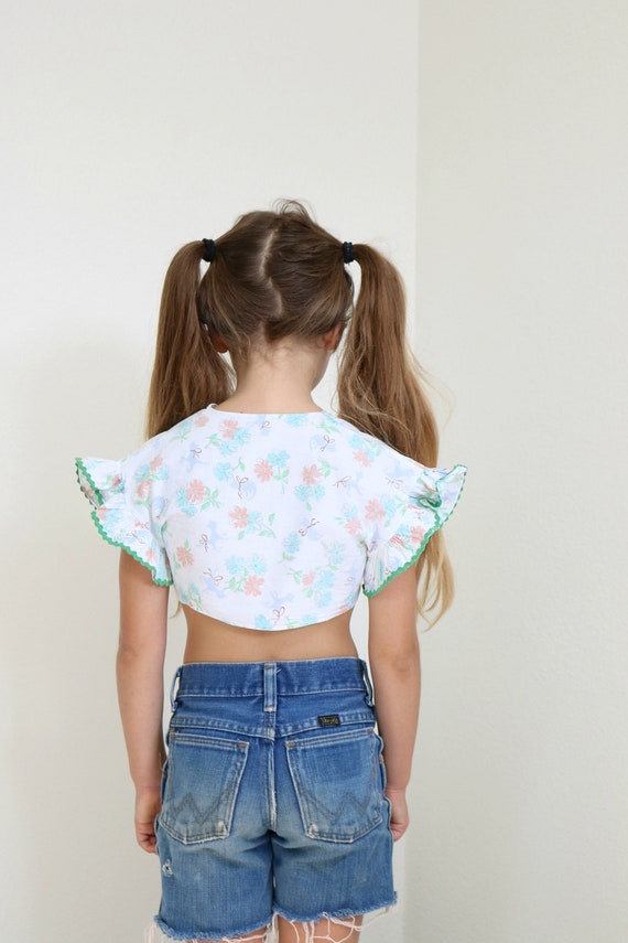 1940s Kitty & Flower Crop Top /// Size 5t to 6 - image 6