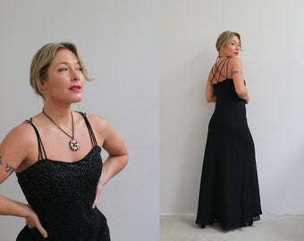 1990's Cachet Bias Cut Evening Gown // Women's Size Small to Medium // Strappy Dress // 1930's Style Dress // Cocktail // Prom Gown // 90's