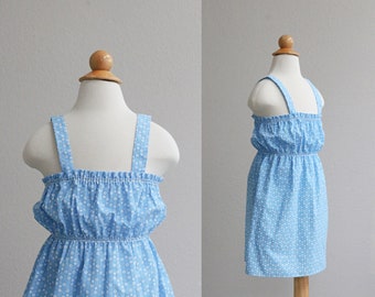 1980's Cornflower Calico Sundress //  Girl's Size 3 to 4 // Girls Size Extra Small  // Smocked Day Dress // Summer Dress // Toddler // 80s