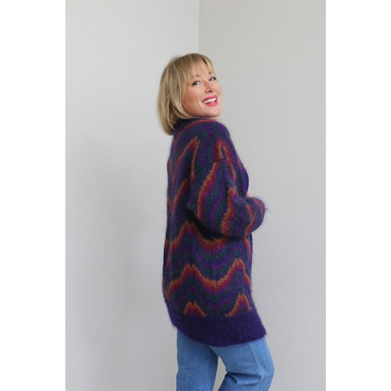 1990's Vintage Fuzzy Mohair Oversized Cardigan ~ Women's XS SM MD