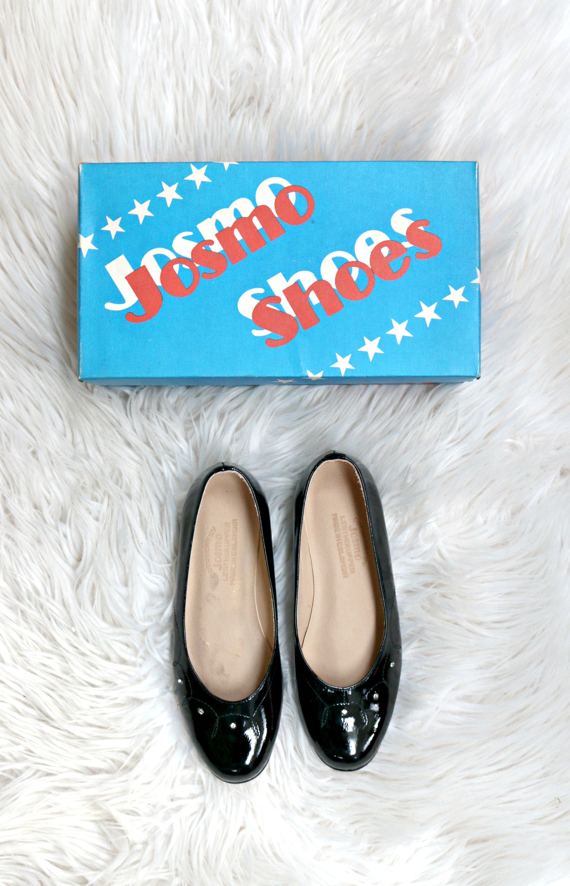 Deadstock, NIB, 1980's Black Patent Leather Dress Shoes // Kid's
