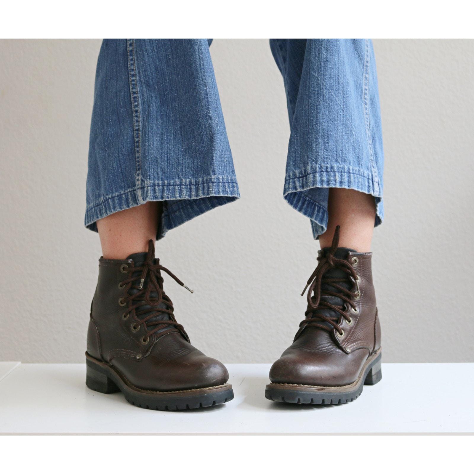 1990's Vintage Skechers Leather Work Boots ~ Women's 6 to 6-1/2