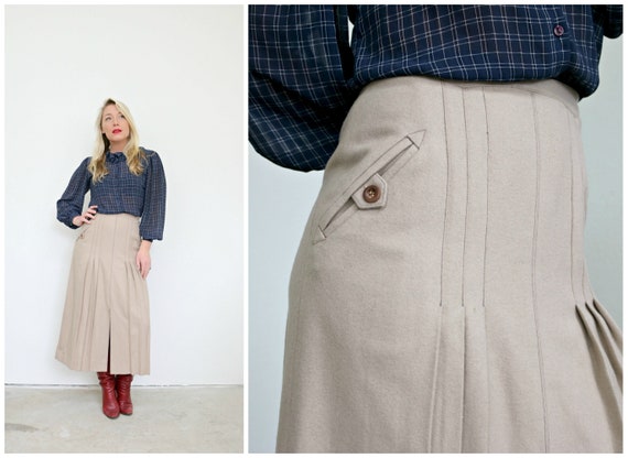 1970s Prue Acton Wool Skirt /// Size Extra Small