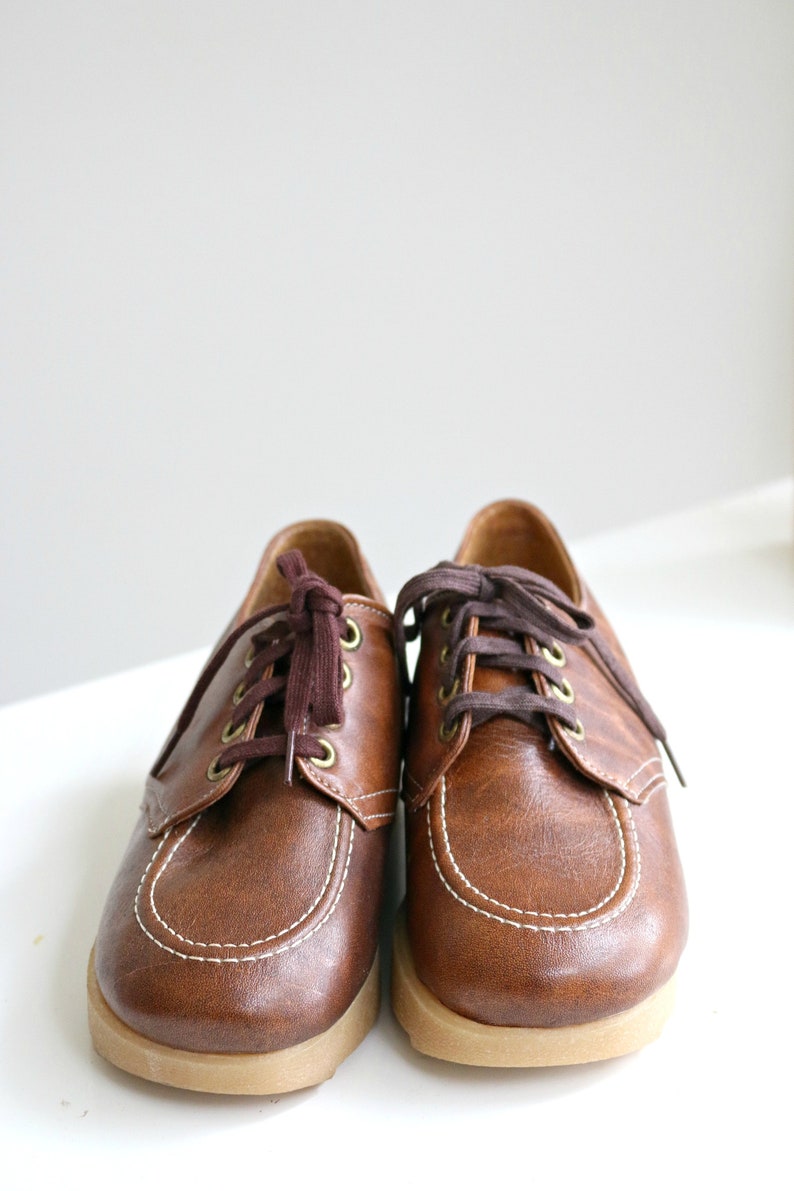 Deadstock 1970s Brown Leather Oxfords // Little Kids Size - Etsy