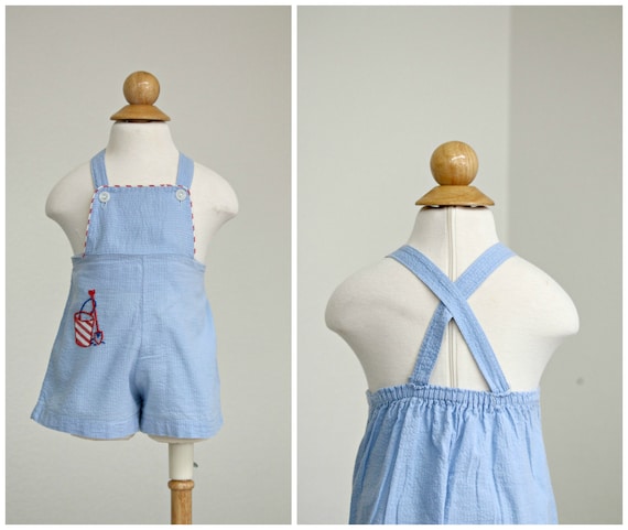 1940s Seersucker Beach Sunsuit // Size 6 Months