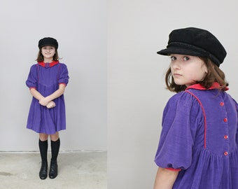 1980's Wee Clancy Corduroy Swing Dress // Girl's Size 5 to 6 // Size Small // SM // School Dress // Swing Dress // Aline Skirt