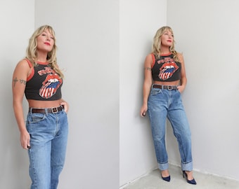 Jeans Levi's 505 vintage de los años 80 con etiqueta naranja, desteñidos ~ Talla MD LG para mujer ~ Cintura de 34" a 35"