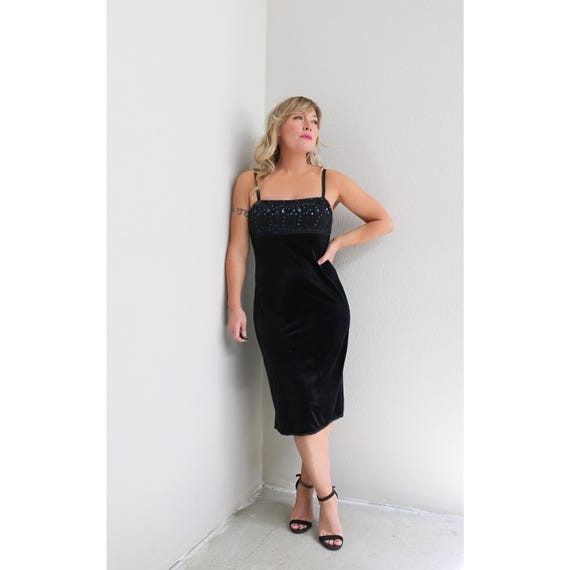 1990's Y2K Vintage Black Velvet Cocktail Dress ~ Women's Extra Small to  Small XS SM ~ Fitted Party ~ Going Out ~ 90s Midi Empire Waist 2000s - Etsy