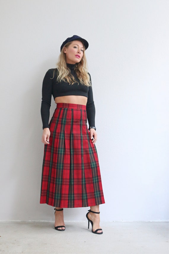 1980's Allen Lolly English Wool Plaid Skirt // Wo… - image 3