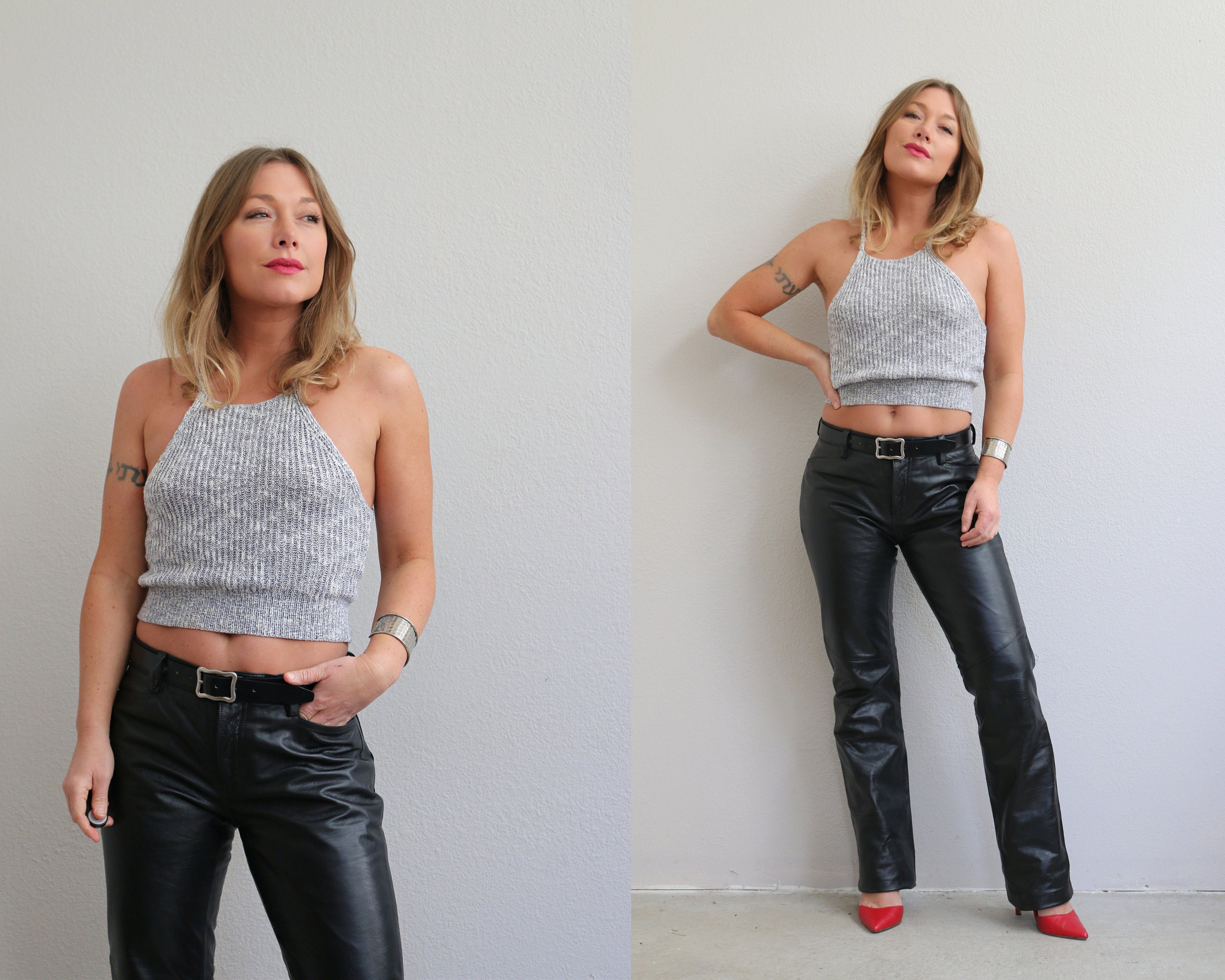 Early 2000's Gap Bootcut Leather Pants // Size Small to Slim Early 2000's Gap Bootcut Leather Pants // Size Small to Slim