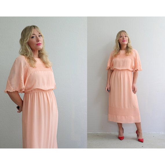 1970's Jack Bryan Designer Vintage Peachy Chiffon… - image 1