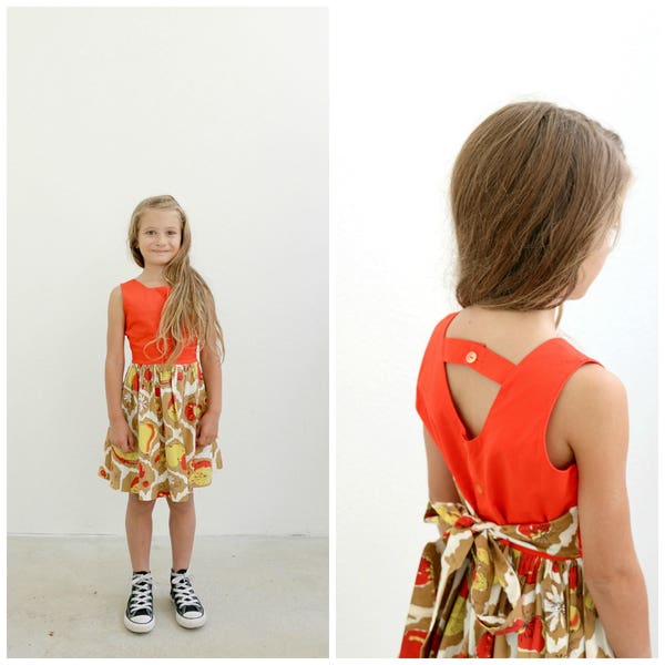 1950s Abstract Fruit Dress /// Size 5t to 6