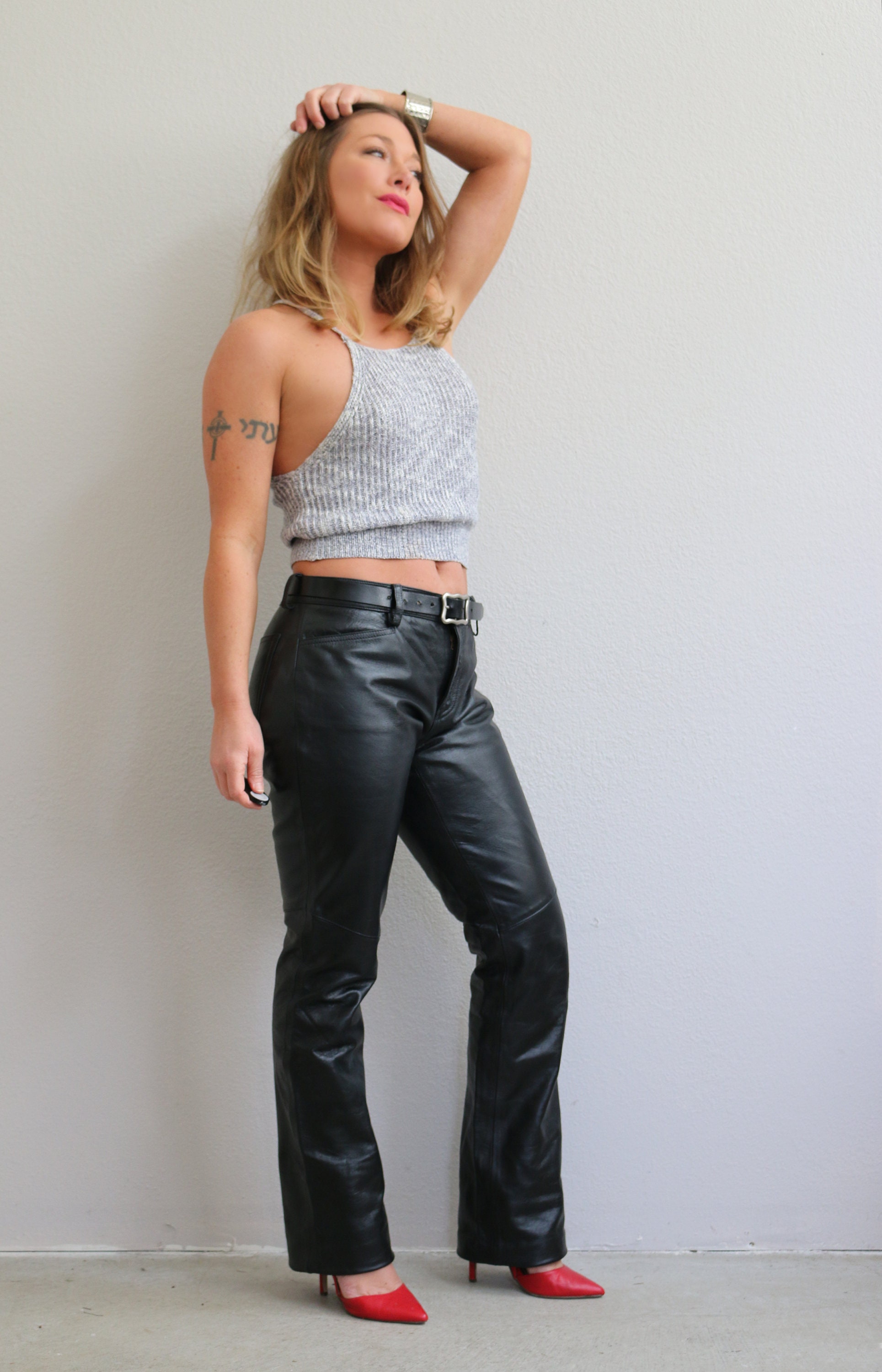 Early 2000's Gap Bootcut Leather Pants // Size Small to Slim