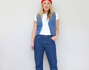 1990's Wrangler Dark Wash Jeans // Size Small to Medium // 30" Waist // Straight Leg // Rigid Denim // Youth Size Extra Large // Boyfriend