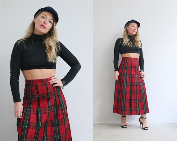 1980's Allen Lolly English Wool Plaid Skirt // Wo… - image 1