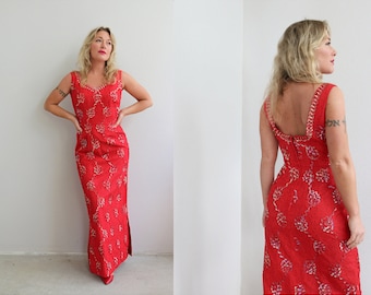 1960's Mike Benet Lipstick Reds Evening Gown // Women's Extra Small to Small // Size 2 to 4 to 6 // Formal Dress // Prom // 60s Eveningwear