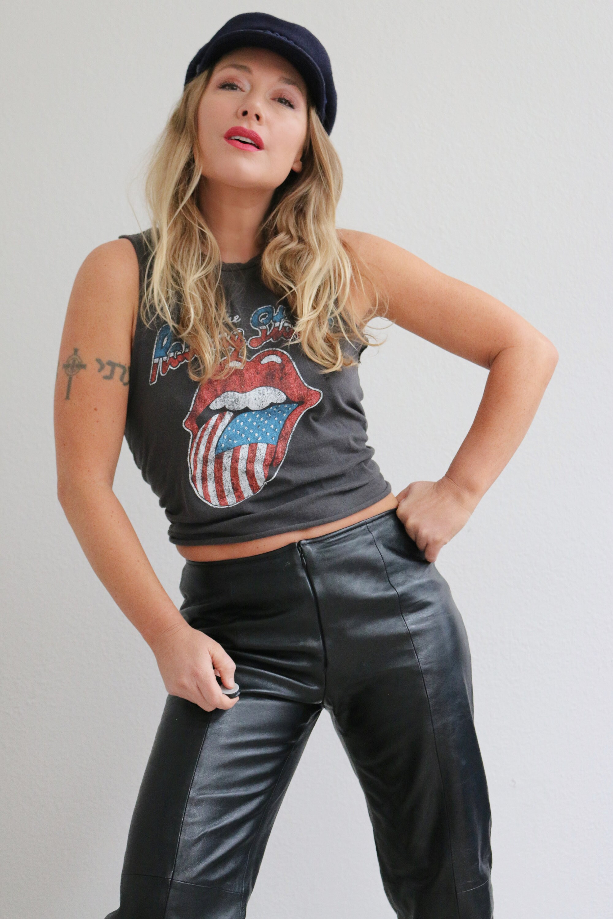 1990's Low Rise Black Leather Pants // Size Extra Small to 1990's Low Rise Black Leather Pants // Size Extra Small to