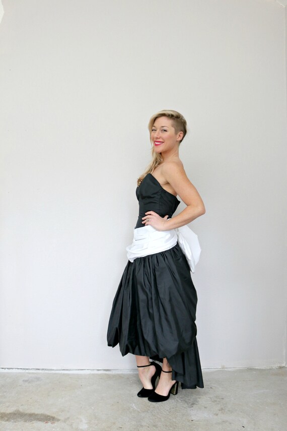 1980's Carol Evans Black & White Party Dress // S… - image 7