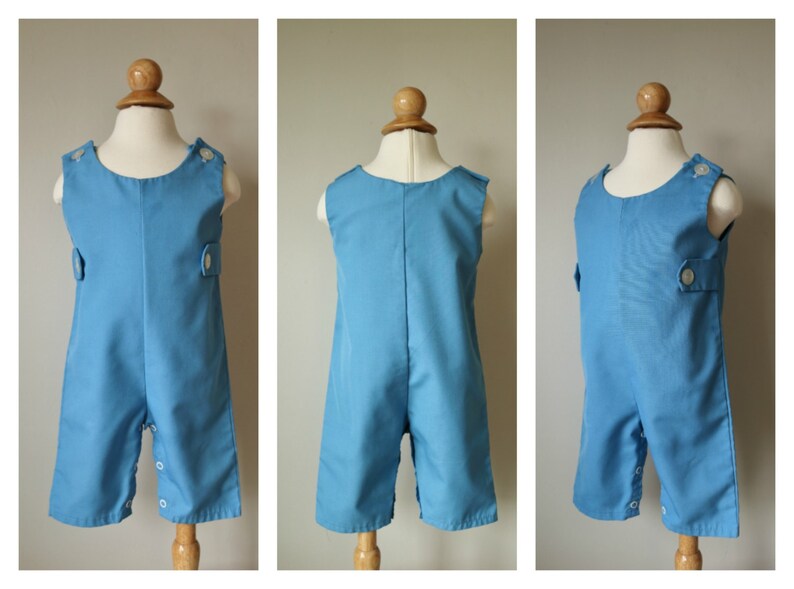 1970s Cornflower Blue Overalls~Size 6 Months