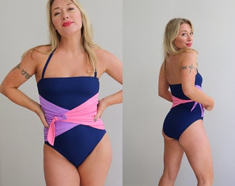 1970's Rose Marie Reid Wraparound Swimsuit // Women's Extra Small to Small // Convertible // Retro // Slimming Swimsuit // Waist Trainer