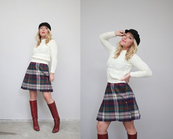 Classic wool plaid skirt hotsell