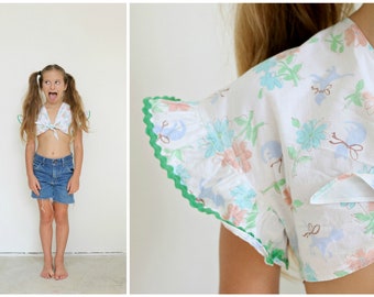 1940s Kitty & Flower Crop Top /// Size 5t to 6