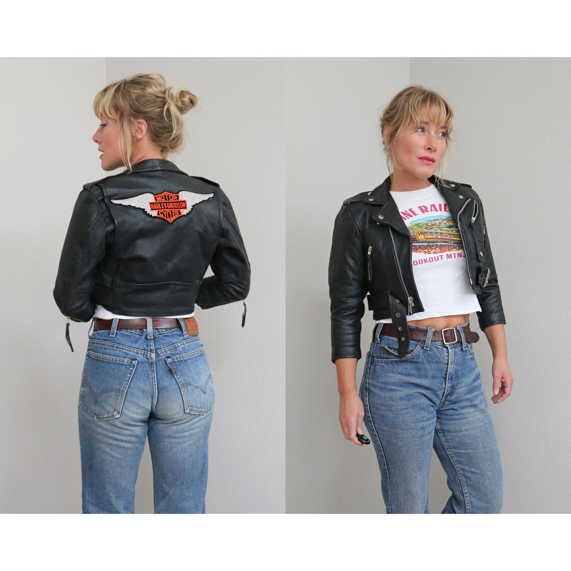 1990's Vintage Black Leather Harley Davidson Jacket