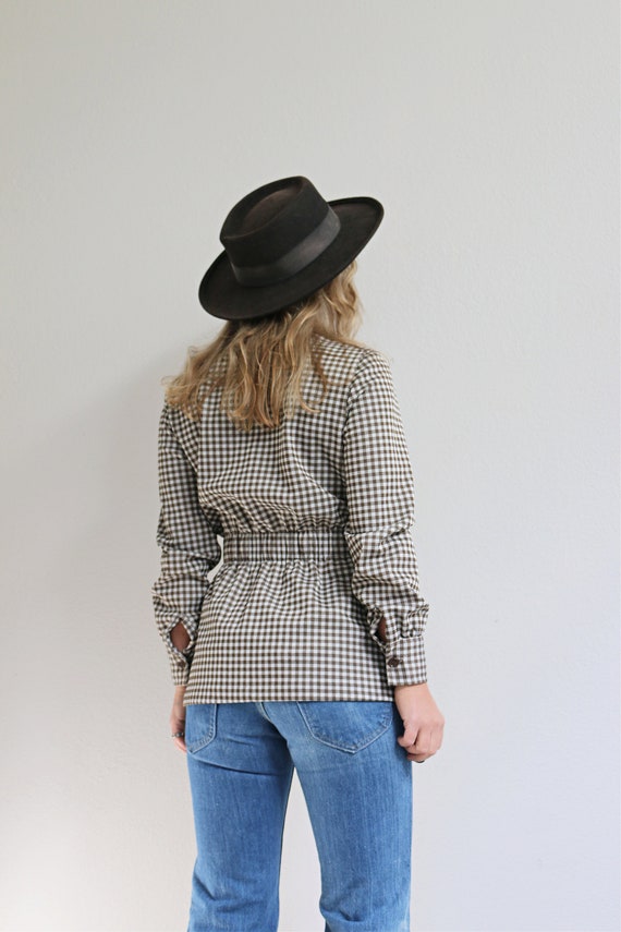 1970's Brown Gingham Fit and Flare Jacket // Wome… - image 4