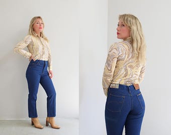 1970's Deadstock, New With Tags Vintage Sedgefield Dark Wash Jeans ~ Women's Extra Small to Medium XS SM MD ~ Cropped Straight Fit Boot Cut