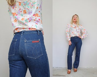 Deadstock, 1970's In Motion Dark Wash Jeans  // Size Double Extra Small to Extra Small  // 25" Waist // 33" Inseam // New With Tags