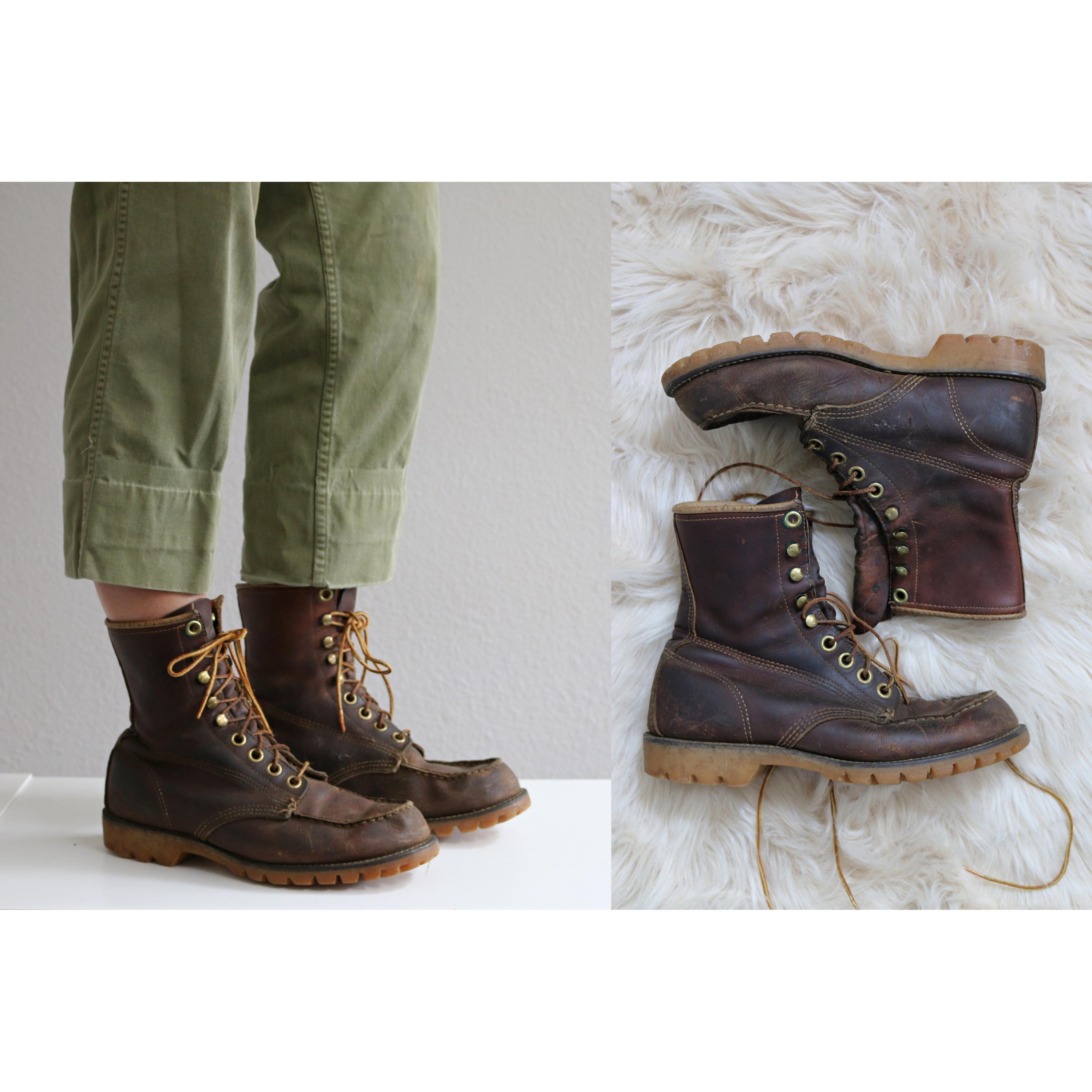 高質で安価 1960's Vintage Lace up Leather Work Boots ~ Men's 6-1/2 (6.5 靴