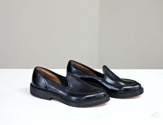 Deadstock, 1950's Glossy Black Slip On Shoes // K… - image 6
