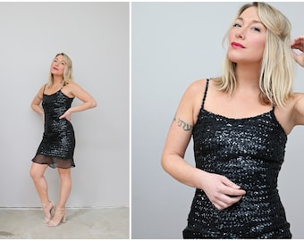 1960's Vera Mont Sequined Cocktail Dress // Women's Double Extra Small to Extra Small // Party // Sequin // Parisian // Designer Vintage