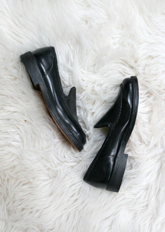 Deadstock, 1950's Glossy Black Slip On Shoes // K… - image 4