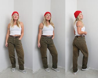 Early 2000's Vintage Levi's 550 Olive Dyed Relaxed Fit Jeans ~ Women's SM MD ~ 31" to 32" Waist ~ Men's xs sm ~ Baggy Boyfriend Unisex Denim