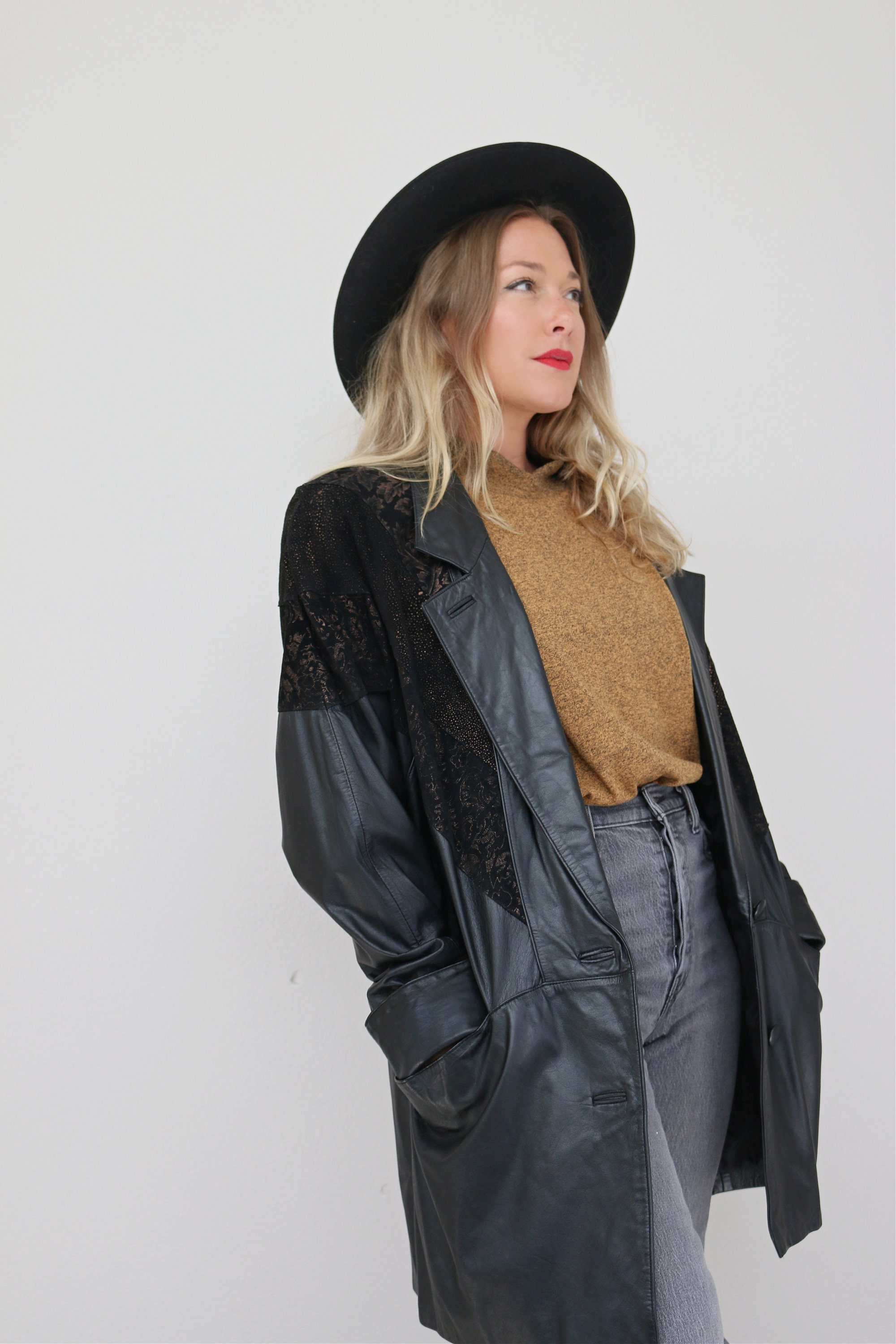 1980's Avanti Autumn Leaves Leather Jacket // Women's Size Medium