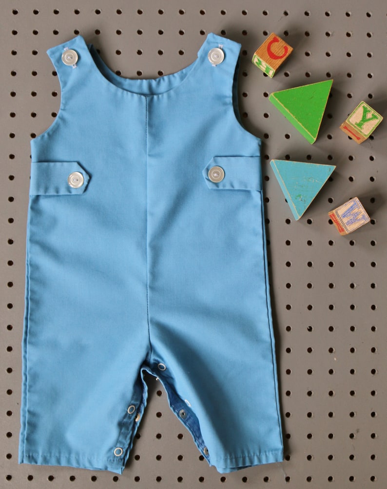 1970s Cornflower Blue Overalls~Size 6 Months