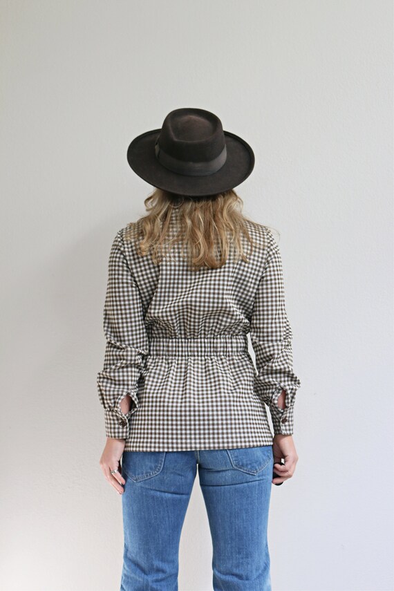 1970's Brown Gingham Fit and Flare Jacket // Wome… - image 5