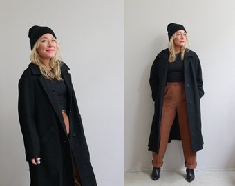 1960's Vintage Youthcraft Long Wool Overcoat // Women's Size Extra Large to Double Extra Large XL XXL // Union Made // Full Length // 60's