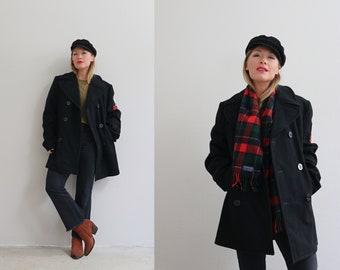 1970's Navy Nuclear Division Wool Pea Coat // Men's Size Small to Medium // Women's Size Medium to Large  // Wool Kersey  DLA100-79-C-2433