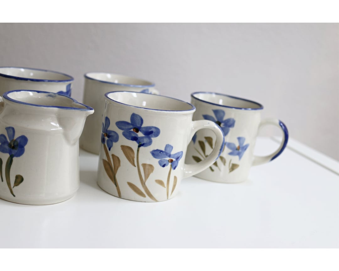 1980's 8 Piece Vintage Cottage Style Coffee Mugs & Creamer Cup ...
