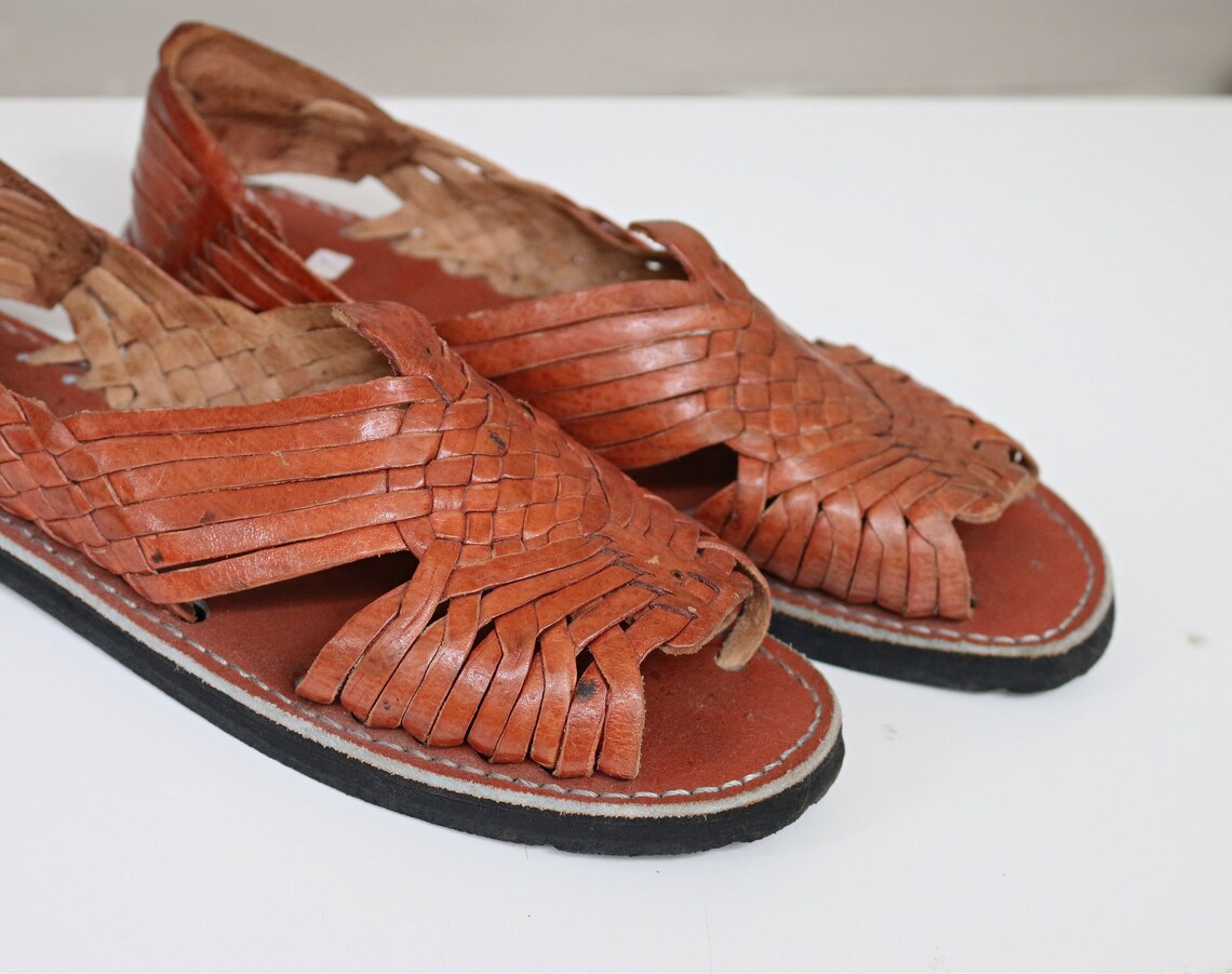 1990's Cognac Huaraches Leather Sandals // Women's - Etsy
